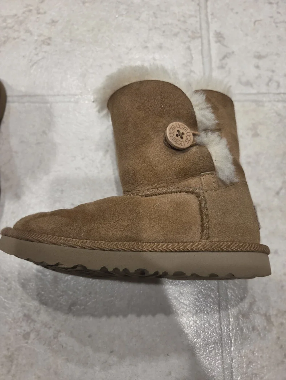 Kids Ugg Bailey Button Cozy Shearling-Lined Winter Boots - Brown
